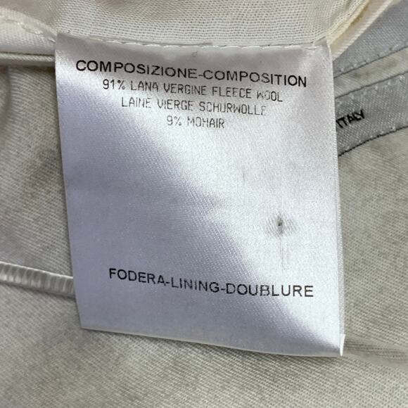 Vintage Size 40 Cream Red Plaid Wool Mohair Double Breasted Shawl Lapel Coat - Picture 8 of 8